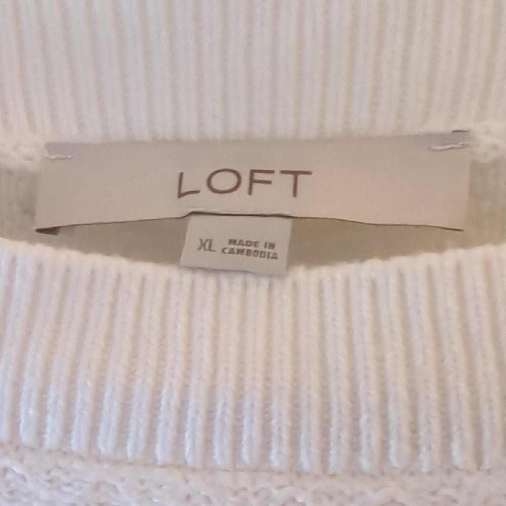 LOFT Ivory Ribbed Sweater - Picture 2 of 5